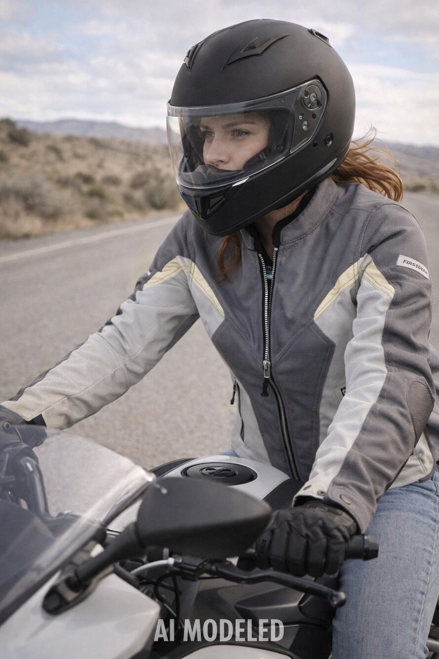 First Gear Women's mesh Motorcycle Jacket Gray Reflective Riding jacket Small